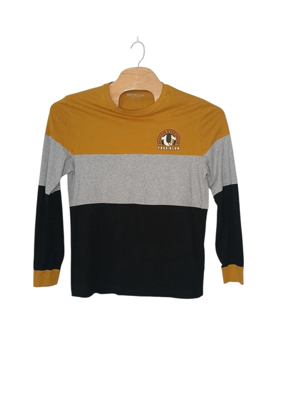 True Religion Men’s Colorblock Crew‎ Neck Tee —MUSTARD LARGE